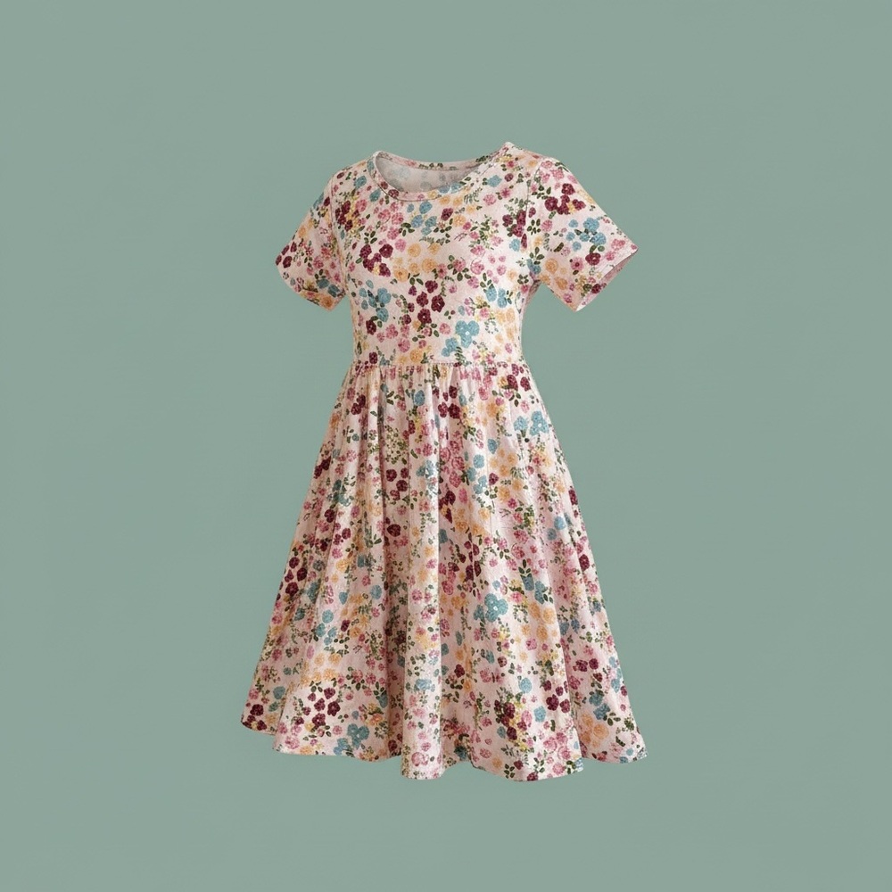 Posh Peanut Classic Short Sleeve Twirl Dress Ditsy Floral 3T GUC